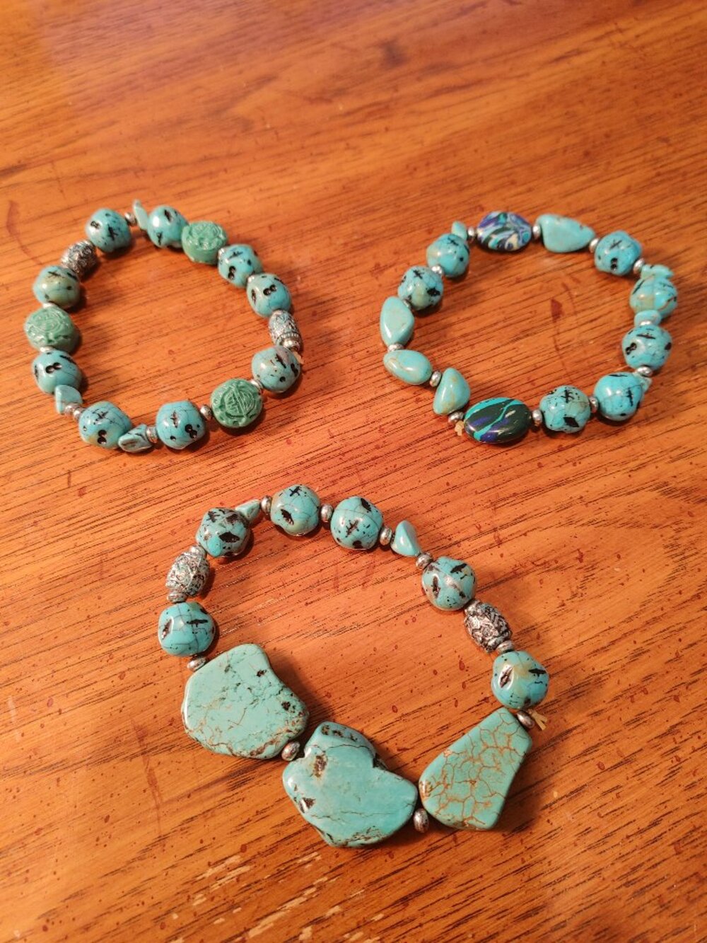 3 Turquoise stone bracelets